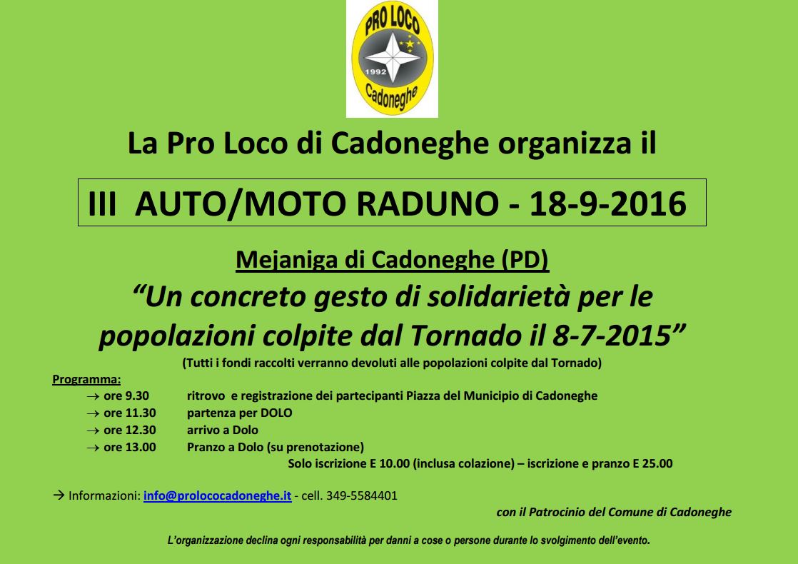 3° AUTO/MOTO RADUNO: 18/09/2016